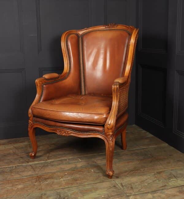 French Leather Bergere Chair Louis XV style Bergere Antique Chairs 12