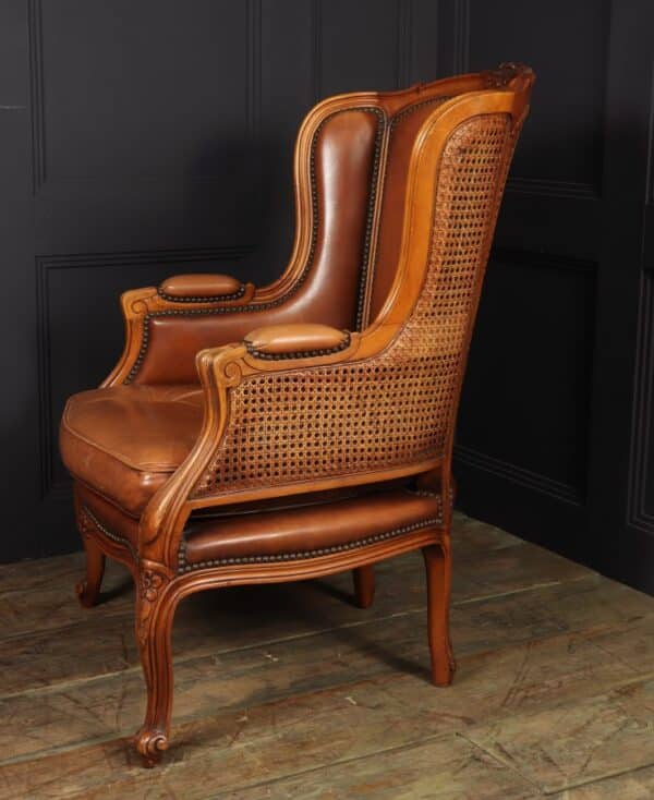 French Leather Bergere Chair Louis XV style Bergere Antique Chairs 11