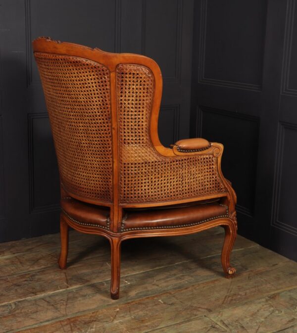 French Leather Bergere Chair Louis XV style - Image 7