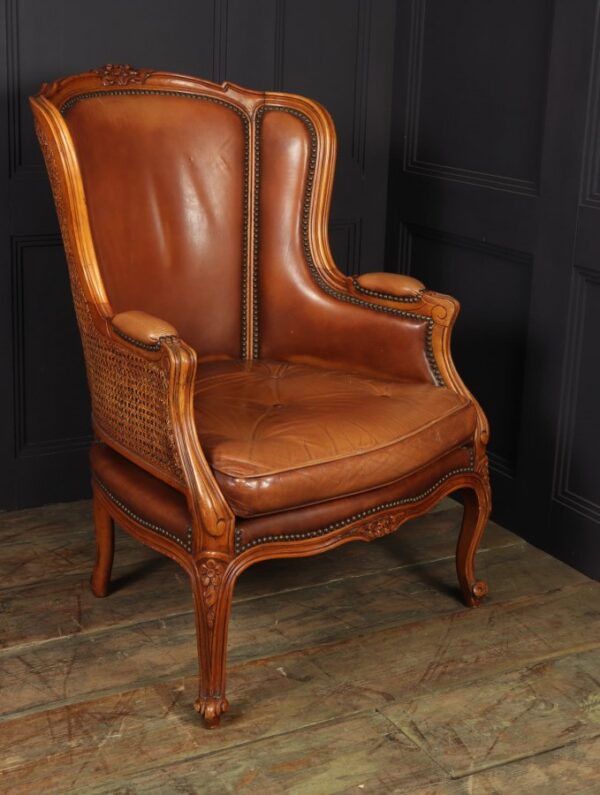 French Leather Bergere Chair Louis XV style Bergere Antique Chairs 8