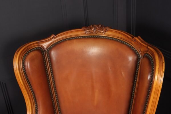 French Leather Bergere Chair Louis XV style Bergere Antique Chairs 5