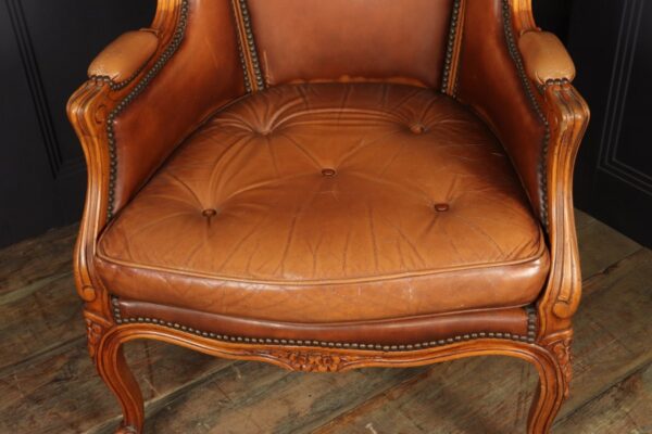French Leather Bergere Chair Louis XV style - Image 2