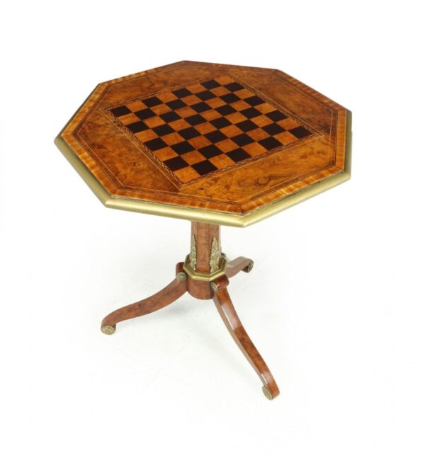 Antique English Walnut, Satinwood and Ebony Chess Table c1880 - Image 11