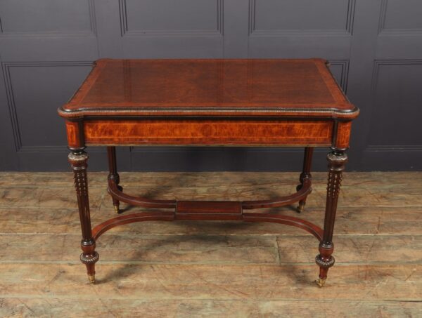Antique English Burr Walnut Inlaid Writing Table c1880 Antique Tables 13