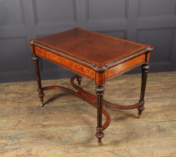 Antique English Burr Walnut Inlaid Writing Table c1880 - Image 10