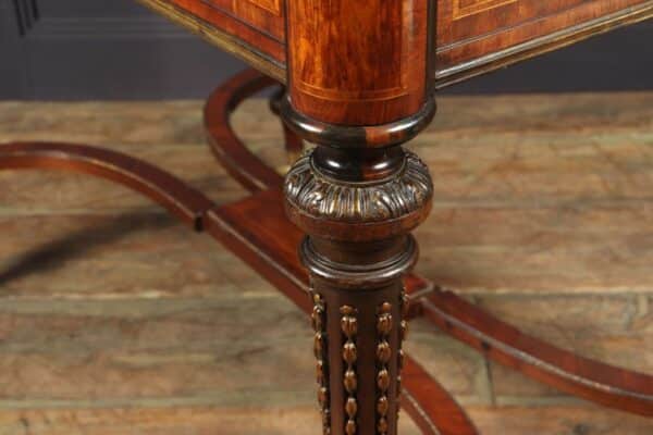 Antique English Burr Walnut Inlaid Writing Table c1880 - Image 9