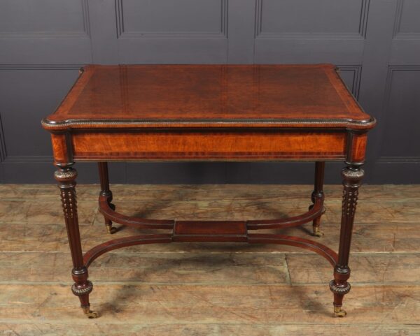 Antique English Burr Walnut Inlaid Writing Table c1880 Antique Tables 7