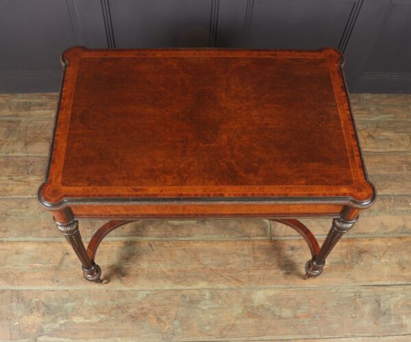 Antique English Burr Walnut Inlaid Writing Table c1880 - Image 4