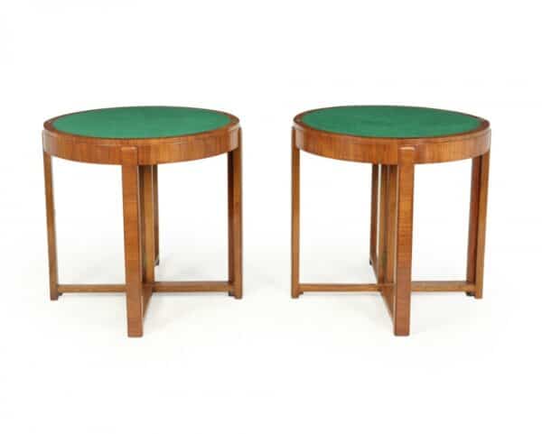 Pair of Art Deco Walnut Card / Console Tables Antique Tables 15