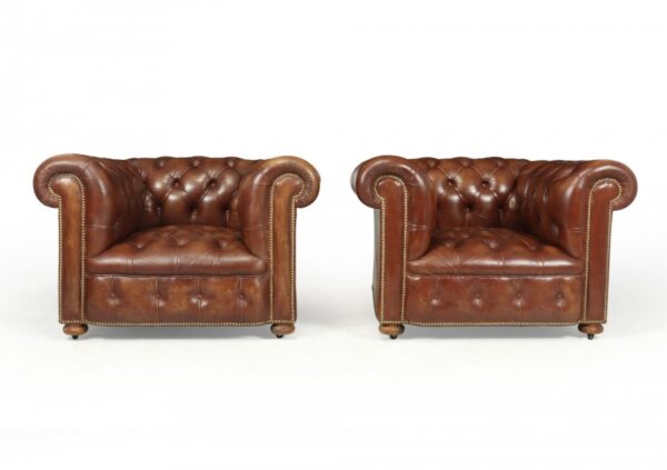 Vintage Leather Chesterfield Club Chairs Antique Chairs 16