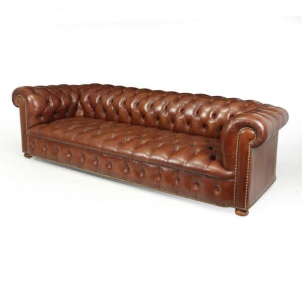 Vintage Leather Chesterfield Sofa 4 seat Antique Furniture 16