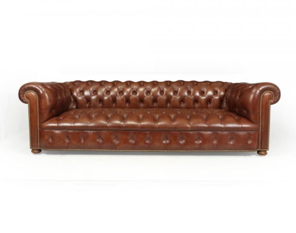 Vintage Leather Chesterfield Sofa 4 seat Antique Furniture 15