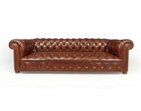 Vintage Leather Chesterfield Sofa 4 seat - Image 13