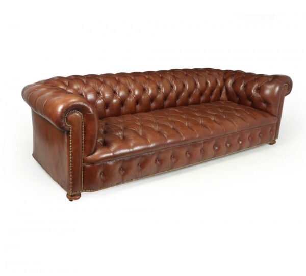 Vintage Leather Chesterfield Sofa 4 seat Antique Furniture 3