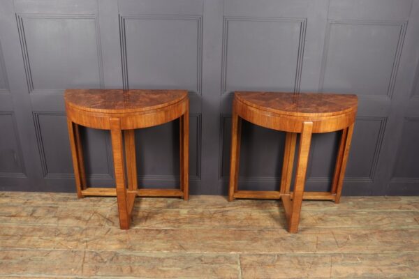 Pair of Art Deco Walnut Card / Console Tables Antique Tables 14