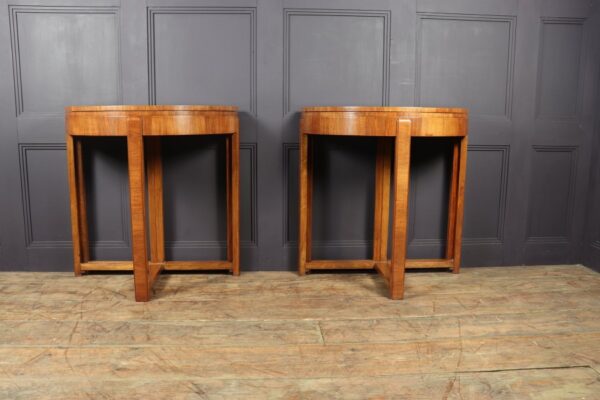Pair of Art Deco Walnut Card / Console Tables Antique Furniture 13