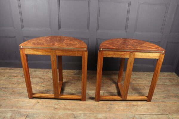Pair of Art Deco Walnut Card / Console Tables Antique Furniture 6