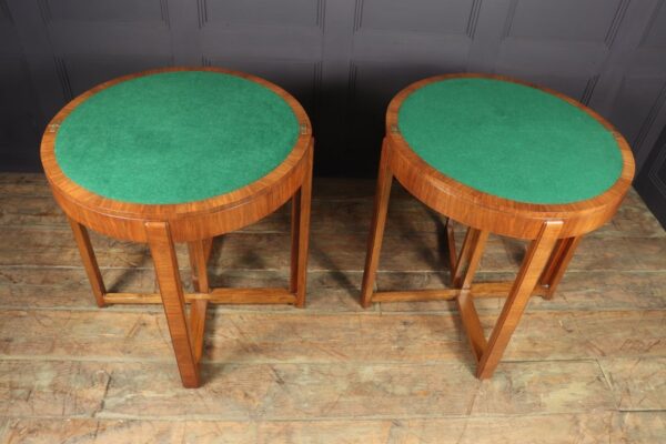Pair of Art Deco Walnut Card / Console Tables Antique Furniture 4
