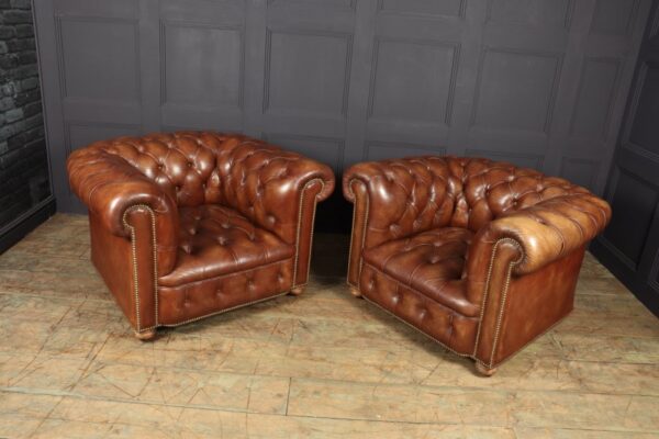 Vintage Leather Chesterfield Club Chairs Antique Chairs 8