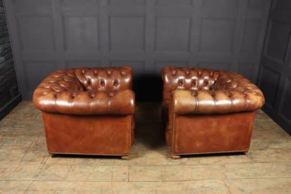 Vintage Leather Chesterfield Club Chairs - Image 5