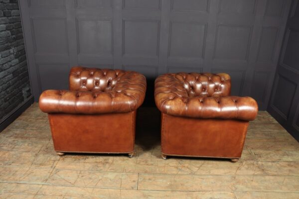 Vintage Leather Chesterfield Club Chairs - Image 3