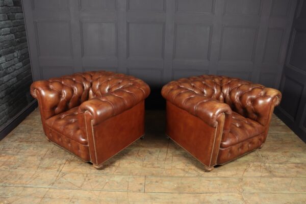 Vintage Leather Chesterfield Club Chairs Antique Chairs 4