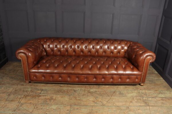 Vintage Leather Chesterfield Sofa 4 seat Antique Furniture 13