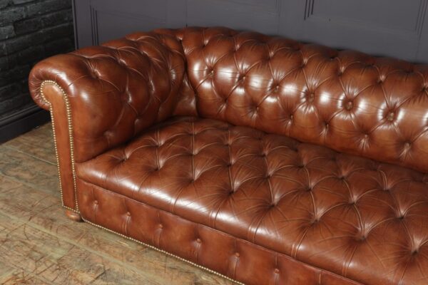 Vintage Leather Chesterfield Sofa 4 seat Antique Furniture 9