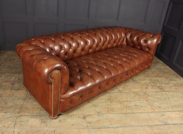 Vintage Leather Chesterfield Sofa 4 seat Antique Furniture 8