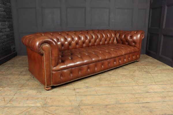 Vintage Leather Chesterfield Sofa 4 seat Antique Furniture 7