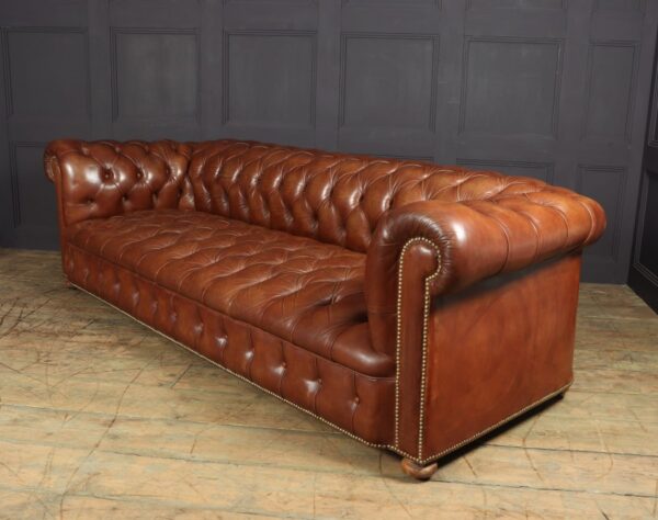 Vintage Leather Chesterfield Sofa 4 seat Antique Furniture 6