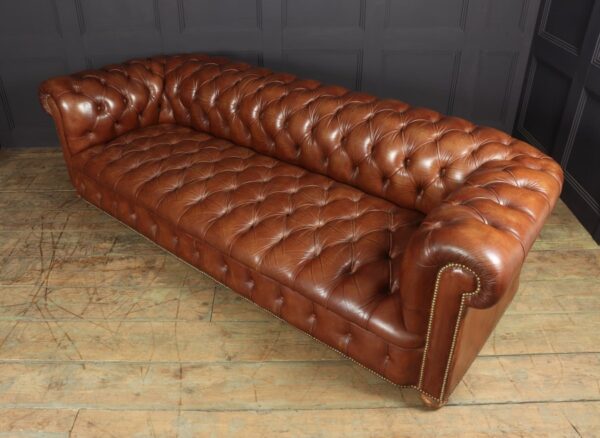 Vintage Leather Chesterfield Sofa 4 seat Antique Furniture 5