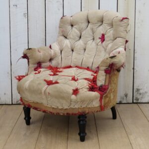 Antique French Button Back Chair For Re-upholstery armchair Antique Chairs