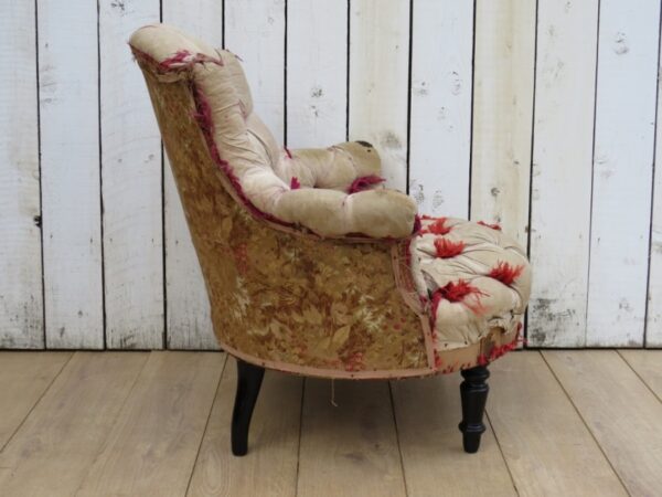 Antique French Button Back Chair For Re-upholstery - Image 5