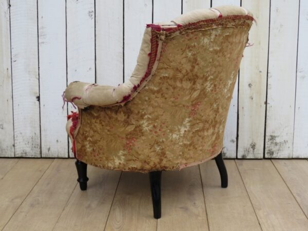 Antique French Button Back Chair For Re-upholstery - Image 3