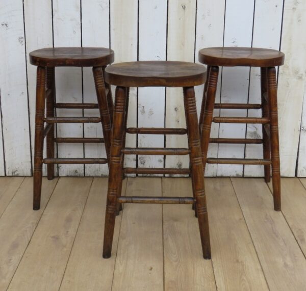 Set Of Three Oak Bar Stools Bar Antique Furniture 3