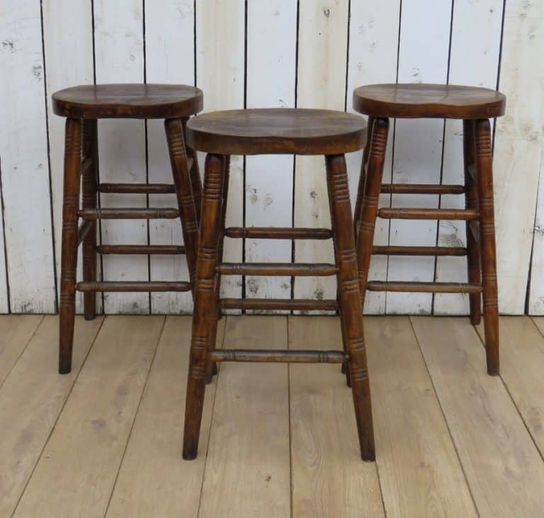 Set Of Three Oak Bar Stools