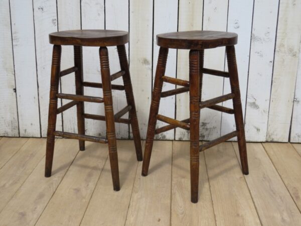 Set Of Three Oak Bar Stools - Image 3