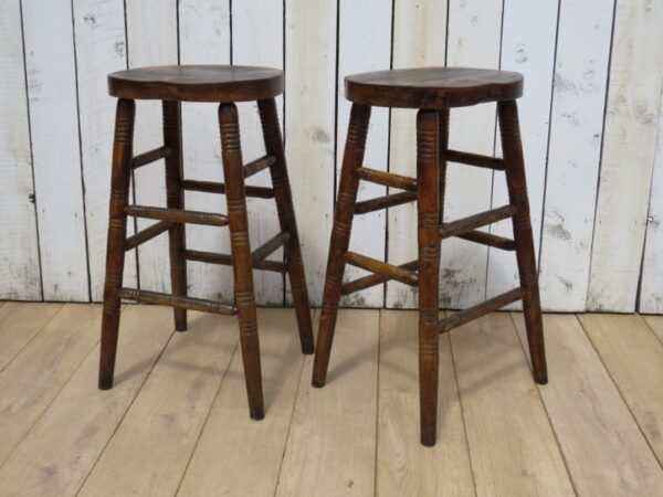 Set Of Three Oak Bar Stools Bar Antique Furniture 5