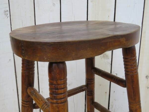 Set Of Three Oak Bar Stools - Image 4
