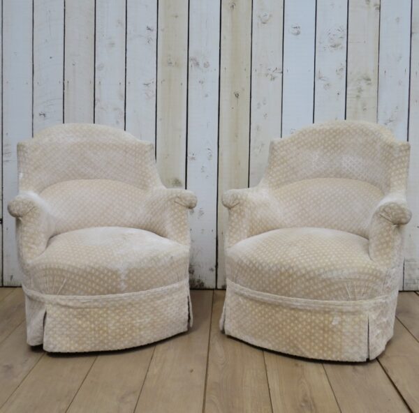 Pair Of Antique French Tub Armchairs armchairs Antique Chairs 3