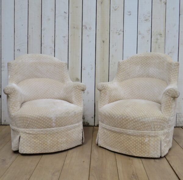 Pair Of Antique French Tub Armchairs