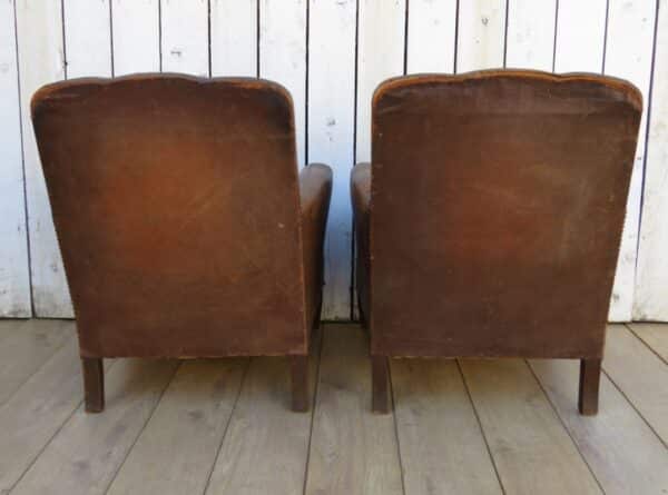 Pair Antique French Leather Club Chairs club chairs Antique Chairs 12