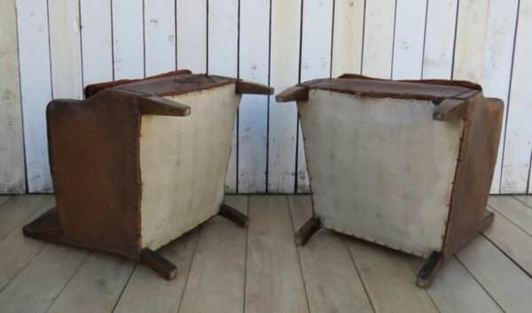 Pair Antique French Leather Club Chairs club chairs Antique Chairs 14