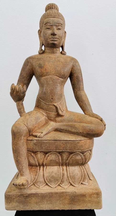 KHMER SITTING VISHNU ON LOTUS THRONE, BAPHUON, 10th CENTURY