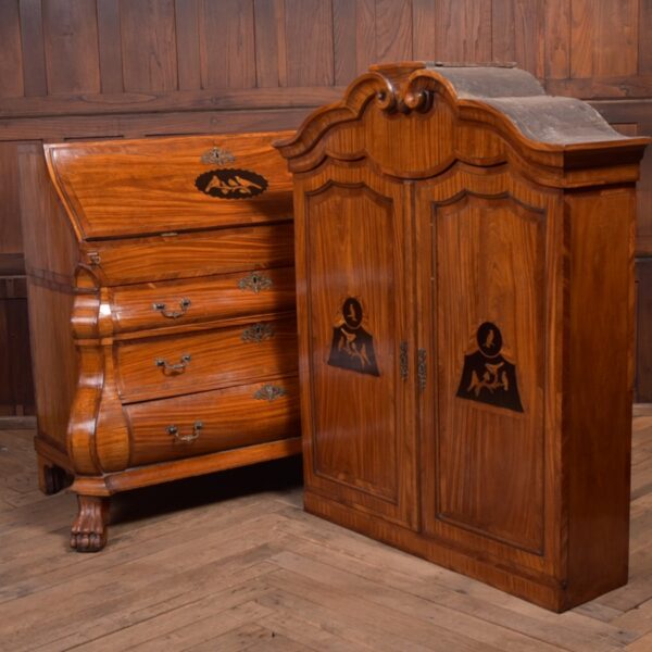 18th Century Dutch Satinwood Bombe Bureau Bookcase SAI1379 Antique Furniture 4