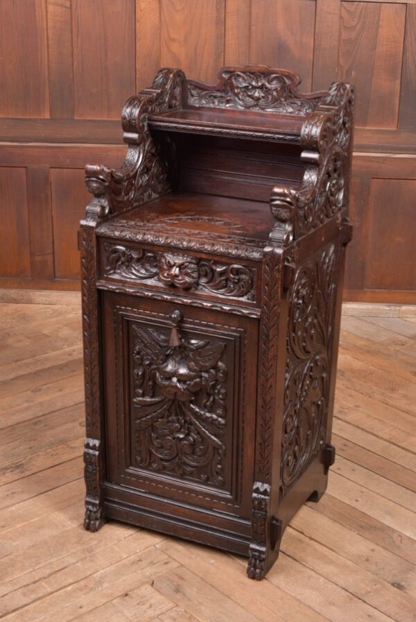 Edwardian Oak Carved Purdonium /coal Depo By Edwards And Roberts SAI2269