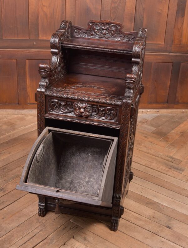 Edwardian Oak Carved Purdonium /coal Depo By Edwards And Roberts SAI2269 - Image 9