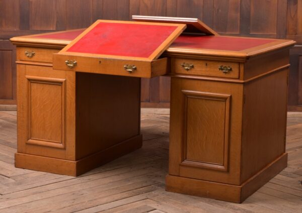 Golden Oak Partners Desk J & T Scott Of Edinburgh SAI2275 Antique Desks 4