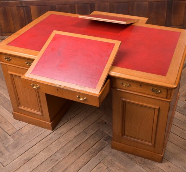 Golden Oak Partners Desk J & T Scott Of Edinburgh SAI2275 Antique Desks 7